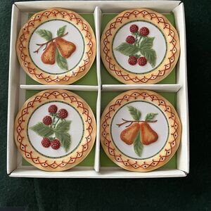 MWW Market Mini Plates FRUIT TART Raspberry Pear Annie Danielson 4.5” Rare